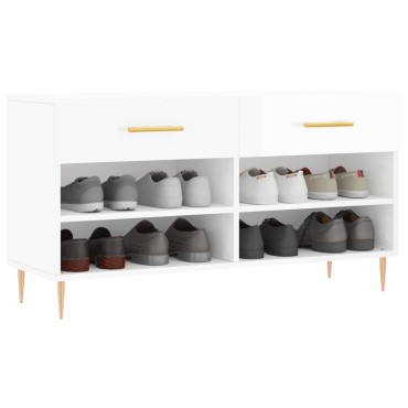 vidaXL Παπουτσοθήκη Γυαλιστερό Λευκό 102x35x55cm Επεξεργασμένο Ξύλο