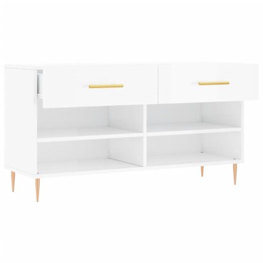 vidaXL Παπουτσοθήκη Γυαλιστερό Λευκό 102x35x55cm Επεξεργασμένο Ξύλο