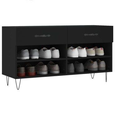 vidaXL Παπουτσοθήκη Μαύρη 102x35x55cm από Επεξεργασμένο Ξύλο