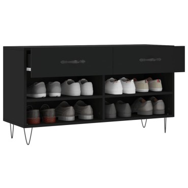 vidaXL Παπουτσοθήκη Μαύρη 102x35x55cm από Επεξεργασμένο Ξύλο