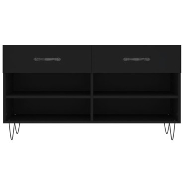 vidaXL Παπουτσοθήκη Μαύρη 102x35x55cm από Επεξεργασμένο Ξύλο