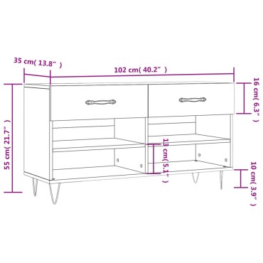 vidaXL Παπουτσοθήκη Καπνιστή Δρυς 102x35x55cm από Επεξεργασμένο Ξύλο