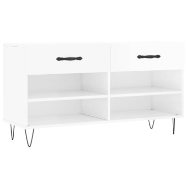 vidaXL Παπουτσοθήκη Γυαλιστερό Λευκό 102x35x55cm Επεξεργασμένο Ξύλο