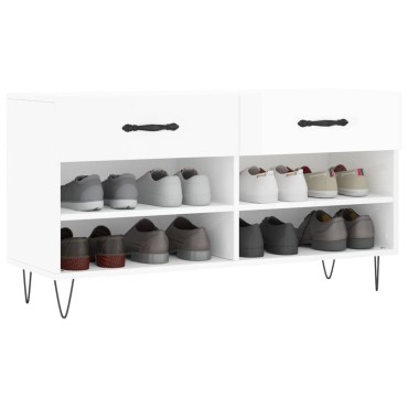 vidaXL Παπουτσοθήκη Γυαλιστερό Λευκό 102x35x55cm Επεξεργασμένο Ξύλο