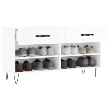 vidaXL Παπουτσοθήκη Γυαλιστερό Λευκό 102x35x55cm Επεξεργασμένο Ξύλο
