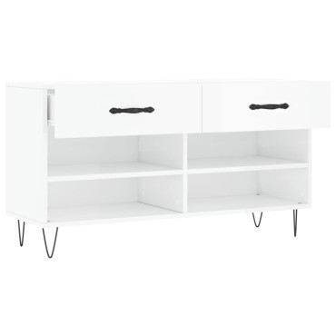vidaXL Παπουτσοθήκη Γυαλιστερό Λευκό 102x35x55cm Επεξεργασμένο Ξύλο