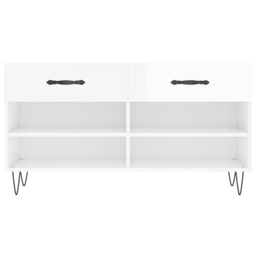 vidaXL Παπουτσοθήκη Γυαλιστερό Λευκό 102x35x55cm Επεξεργασμένο Ξύλο