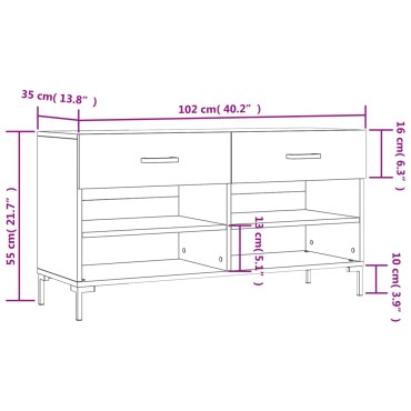 vidaXL Παπουτσοθήκη Γκρι Σκυρ. 102x35x55cm από Επεξεργασμένο Ξύλο