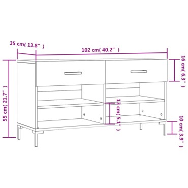 vidaXL Παπουτσοθήκη Καπνιστή Δρυς 102x35x55cm από Επεξεργασμένο Ξύλο