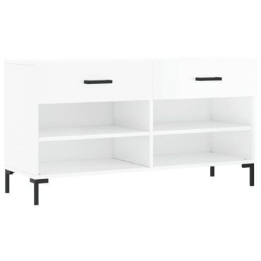 vidaXL Παπουτσοθήκη Γυαλιστερό Λευκό 102x35x55cm Επεξεργασμένο Ξύλο