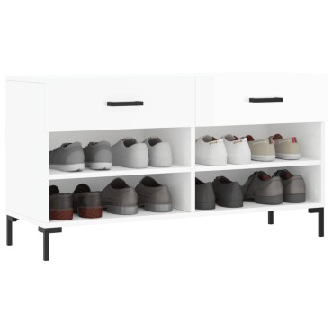 vidaXL Παπουτσοθήκη Γυαλιστερό Λευκό 102x35x55cm Επεξεργασμένο Ξύλο