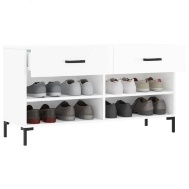 vidaXL Παπουτσοθήκη Γυαλιστερό Λευκό 102x35x55cm Επεξεργασμένο Ξύλο