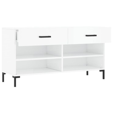 vidaXL Παπουτσοθήκη Γυαλιστερό Λευκό 102x35x55cm Επεξεργασμένο Ξύλο