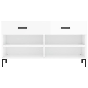 vidaXL Παπουτσοθήκη Γυαλιστερό Λευκό 102x35x55cm Επεξεργασμένο Ξύλο