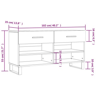 vidaXL Παπουτσοθήκη Λευκή 102x35x55cm από Επεξεργασμένο Ξύλο