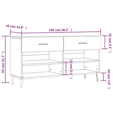 vidaXL Παπουτσοθήκη Γκρι Σκυρ. 102x35x55cm από Επεξεργασμένο Ξύλο