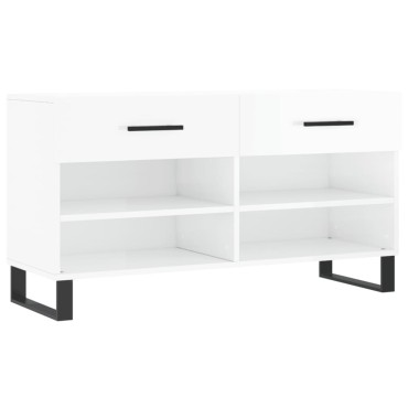 vidaXL Παπουτσοθήκη Γυαλιστερό Λευκό 102x35x55cm Επεξεργασμένο Ξύλο