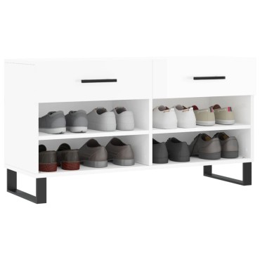 vidaXL Παπουτσοθήκη Γυαλιστερό Λευκό 102x35x55cm Επεξεργασμένο Ξύλο