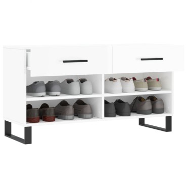 vidaXL Παπουτσοθήκη Γυαλιστερό Λευκό 102x35x55cm Επεξεργασμένο Ξύλο
