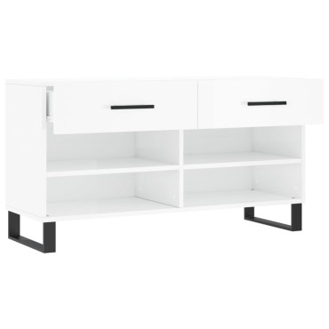 vidaXL Παπουτσοθήκη Γυαλιστερό Λευκό 102x35x55cm Επεξεργασμένο Ξύλο