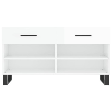 vidaXL Παπουτσοθήκη Γυαλιστερό Λευκό 102x35x55cm Επεξεργασμένο Ξύλο