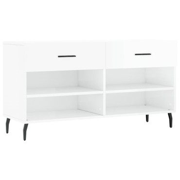 vidaXL Παπουτσοθήκη Γυαλιστερό Λευκό 102x35x55cm Επεξεργασμένο Ξύλο