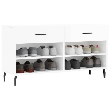 vidaXL Παπουτσοθήκη Γυαλιστερό Λευκό 102x35x55cm Επεξεργασμένο Ξύλο