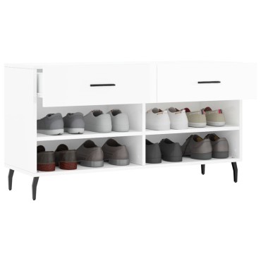 vidaXL Παπουτσοθήκη Γυαλιστερό Λευκό 102x35x55cm Επεξεργασμένο Ξύλο