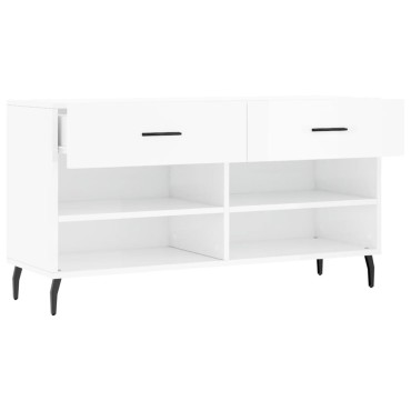 vidaXL Παπουτσοθήκη Γυαλιστερό Λευκό 102x35x55cm Επεξεργασμένο Ξύλο