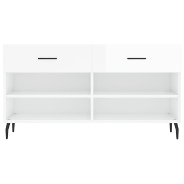 vidaXL Παπουτσοθήκη Γυαλιστερό Λευκό 102x35x55cm Επεξεργασμένο Ξύλο