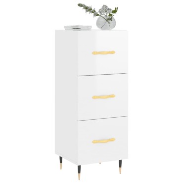 vidaXL Ντουλάπι Γυαλιστερό Λευκό 34,5x34x90cm Επεξεργασμένο Ξύλο 1 τεμ.