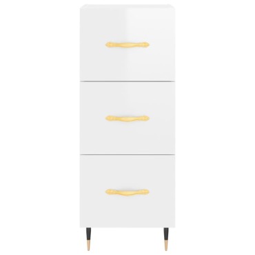 vidaXL Ντουλάπι Γυαλιστερό Λευκό 34,5x34x90cm Επεξεργασμένο Ξύλο 1 τεμ.