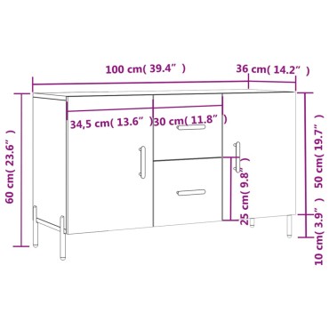 vidaXL Ντουλάπι Γκρι Σκυροδέματος 100x36x60cm Επεξεργασμένο Ξύλο 1 τεμ.