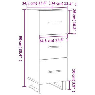 vidaXL Ντουλάπι Sonoma Δρυς 34,5x34x90cm από Επεξεργασμένο Ξύλο 1 τεμ.