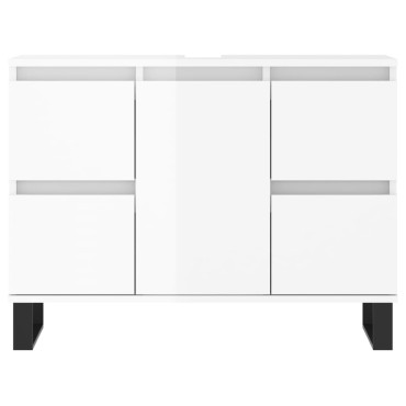 vidaXL Ντουλάπι Μπάνιου Γυαλ. Λευκό 80x33x60cm από Επεξεργ. Ξύλο 1 τεμ.