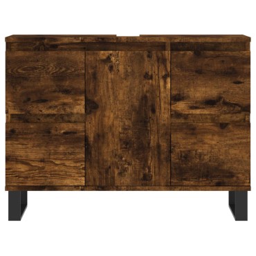 vidaXL Ντουλάπι Μπάνιου Καπνιστή Δρυς 80x33x60cm Επεξεργ. Ξύλο 1 τεμ.