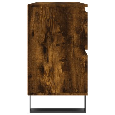 vidaXL Ντουλάπι Μπάνιου Καπνιστή Δρυς 80x33x60cm Επεξεργ. Ξύλο 1 τεμ.