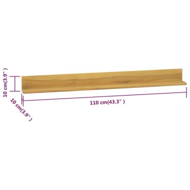 vidaXL Ράφια Τοίχου 2 τεμ. 110x10x10cm από Μασίφ Ξύλο Teak
