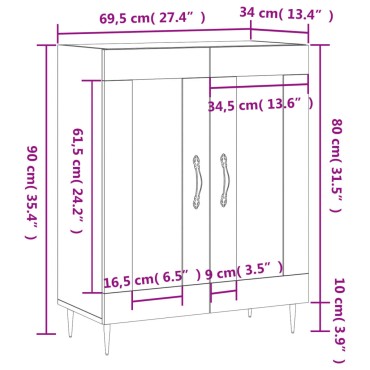 vidaXL Ντουλάπι Γυαλιστερό Λευκό 69,5x34x90cm Επεξεργασμένο Ξύλο 1 τεμ.