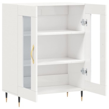 vidaXL Ντουλάπι Γυαλιστερό Λευκό 69,5x34x90cm Επεξεργασμένο Ξύλο 1 τεμ.