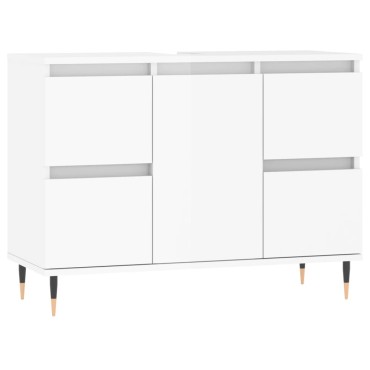vidaXL Ντουλάπι Μπάνιου Γυαλ. Λευκό 80x33x60cm από Επεξεργ. Ξύλο