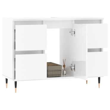 vidaXL Ντουλάπι Μπάνιου Γυαλ. Λευκό 80x33x60cm από Επεξεργ. Ξύλο