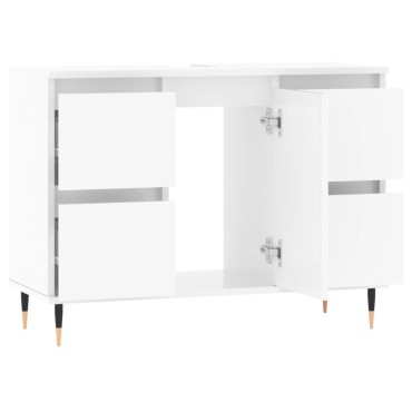 vidaXL Ντουλάπι Μπάνιου Γυαλ. Λευκό 80x33x60cm από Επεξεργ. Ξύλο