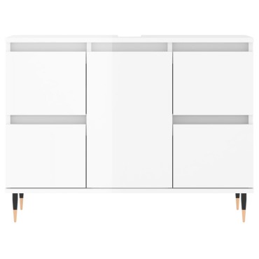 vidaXL Ντουλάπι Μπάνιου Γυαλ. Λευκό 80x33x60cm από Επεξεργ. Ξύλο