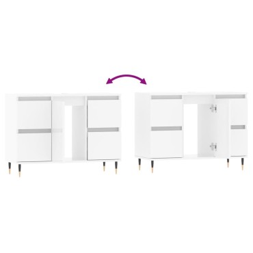 vidaXL Ντουλάπι Μπάνιου Γυαλ. Λευκό 80x33x60cm από Επεξεργ. Ξύλο
