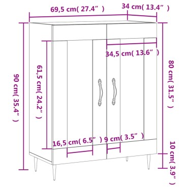 vidaXL Συρταριέρα Μαύρη 69,5x34x90cm από Επεξεργασμένο Ξύλο 1 τεμ.