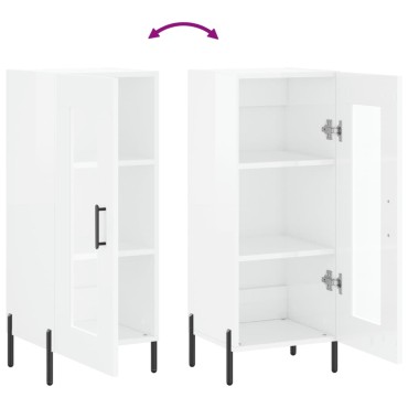 vidaXL Ντουλάπι Γυαλιστερό Λευκό 34,5x34x90cm Επεξεργασμένο Ξύλο 1 τεμ.