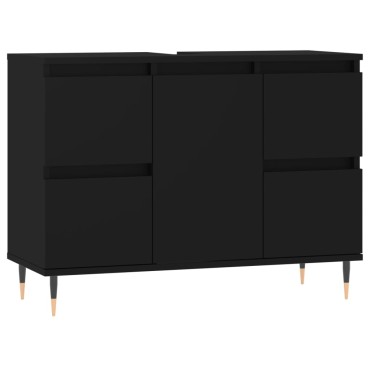 vidaXL Ντουλάπι Μπάνιου Μαύρο 80x33x60cm από Επεξεργασμένο Ξύλο