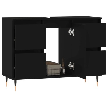 vidaXL Ντουλάπι Μπάνιου Μαύρο 80x33x60cm από Επεξεργασμένο Ξύλο