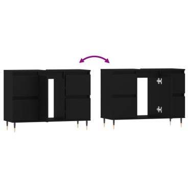 vidaXL Ντουλάπι Μπάνιου Μαύρο 80x33x60cm από Επεξεργασμένο Ξύλο